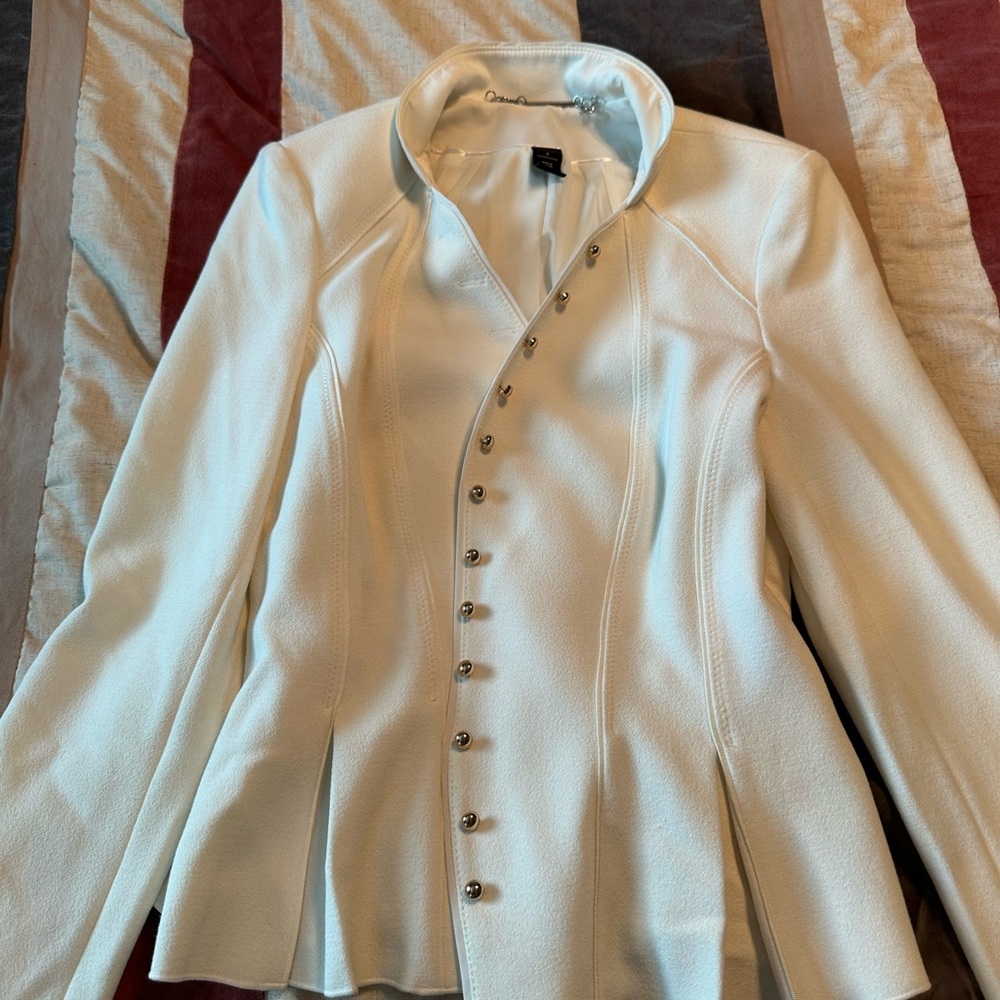 White House Black Market White Blazer with Button Detail